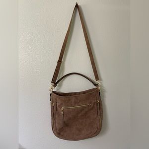 VR NYC Woven Trim Messenger Handbag - Brown